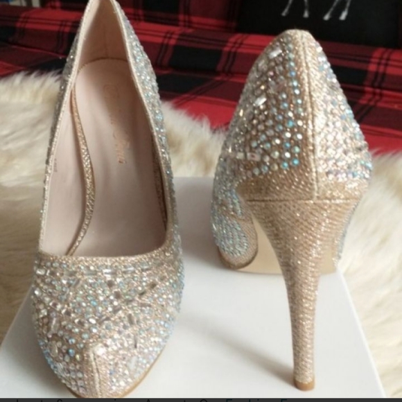 Gold Crystal Stone Doris Evening Pumps Shoes - Picture 5 of 7